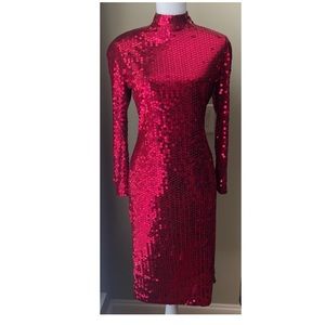 RARE Vintage Oleg Cassini Red Sequin Dress